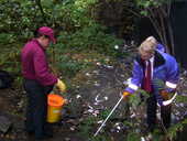 Diane Street and Gaynor Topham pick up discarded needles