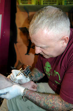 Getting a tattoo