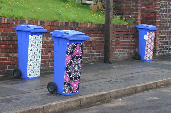 Adorned Blue Bins