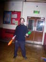 Mike, one of the course members, juggles