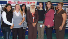 Extended Schools support workers. Left to right: Usha, Janet, Refat, Rashida, Alexis, Gaby and Kath
