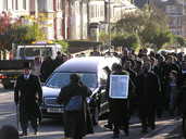 Mourners heading to Jonathan's funeral