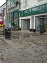 Wicker shops following the night of flooding.