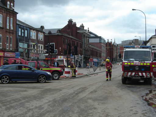 Firemen on duty following the night of flooding, 10:15am.