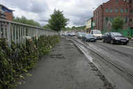 Debris showing height of previous evening's water, Nursery Street, 9:45am.