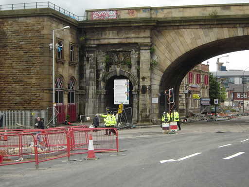 Police patrol The Wicker in the aftermath of the flood.