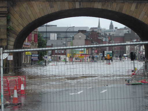 Flood water at The Wicker Arches, 6:55pm. 