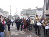 Marchers passing Sheffield High Street, City Centre