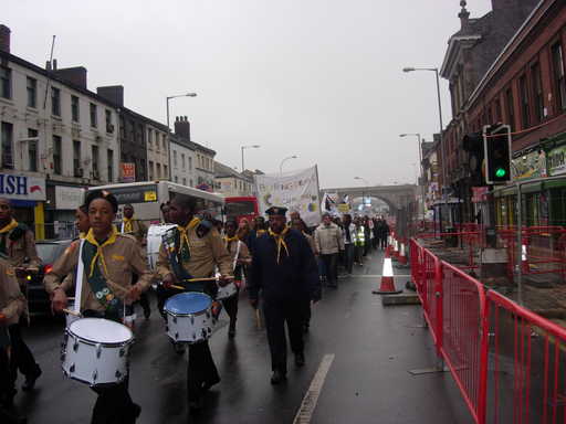 Marchers passing under the famous Wicker Arches