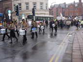 The drummers leading the March across Lady's Bridge
