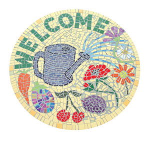 Greenfingers mosaic welcome plaque