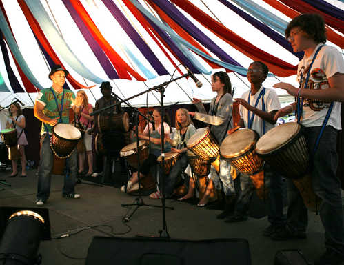 Young drummers perform.