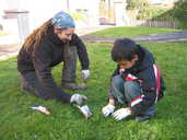 Local children and volunteers planted bulbs