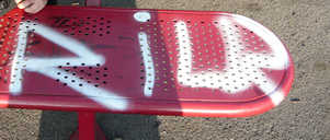 Vandalism on the red bench