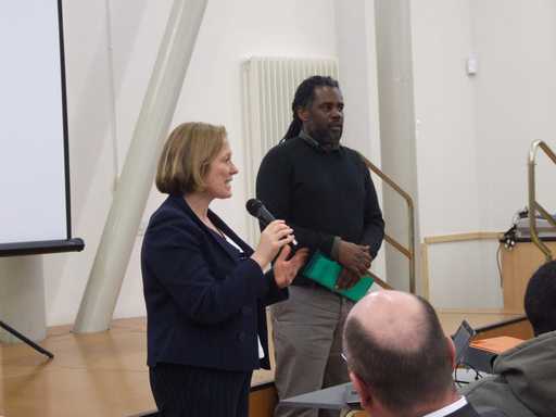 Council Director addresses the meeting at the Vestry Hall ...