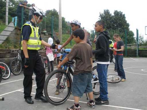 Trying out the police bike