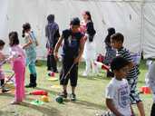 Children practice their circus skills