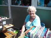 Lady in Blue and her book stall
