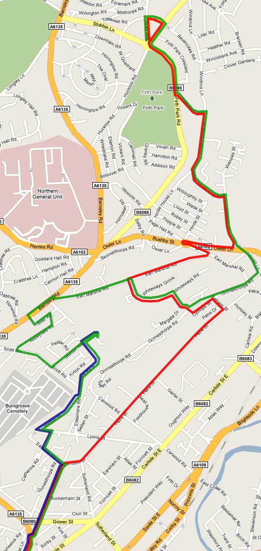 Old M22 (green), M20 (blue), no 5 (red)