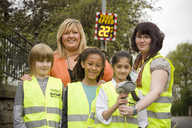 Firshill students in front of the new Speed Sign