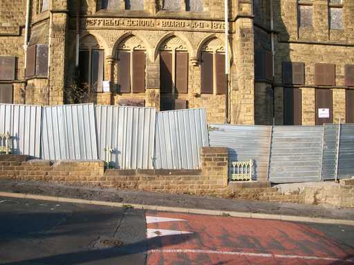 Metal sheets replace the old stone blocks and fencing