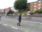 Last of the cyclists on Burngreave Road.